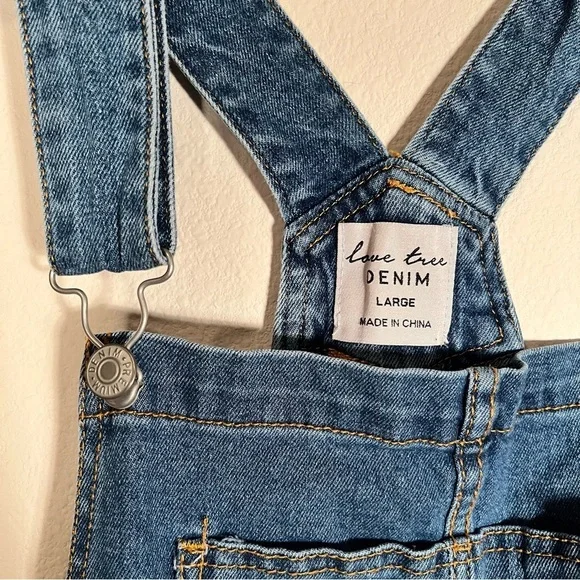 Love Tree Denim Distressed Short Overalls - Picture 9 of 16